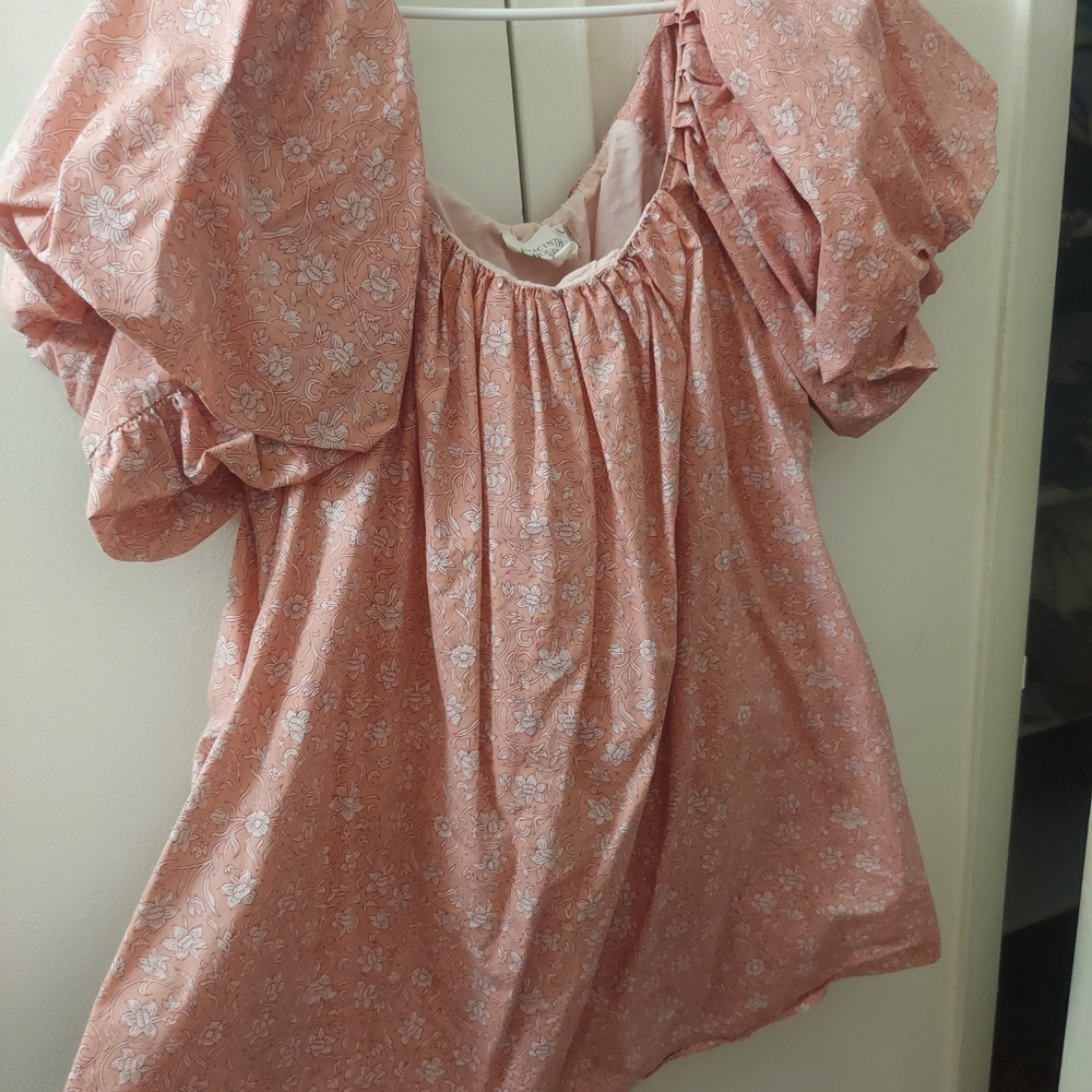 Floral Puff Sleeve Dress in Pink